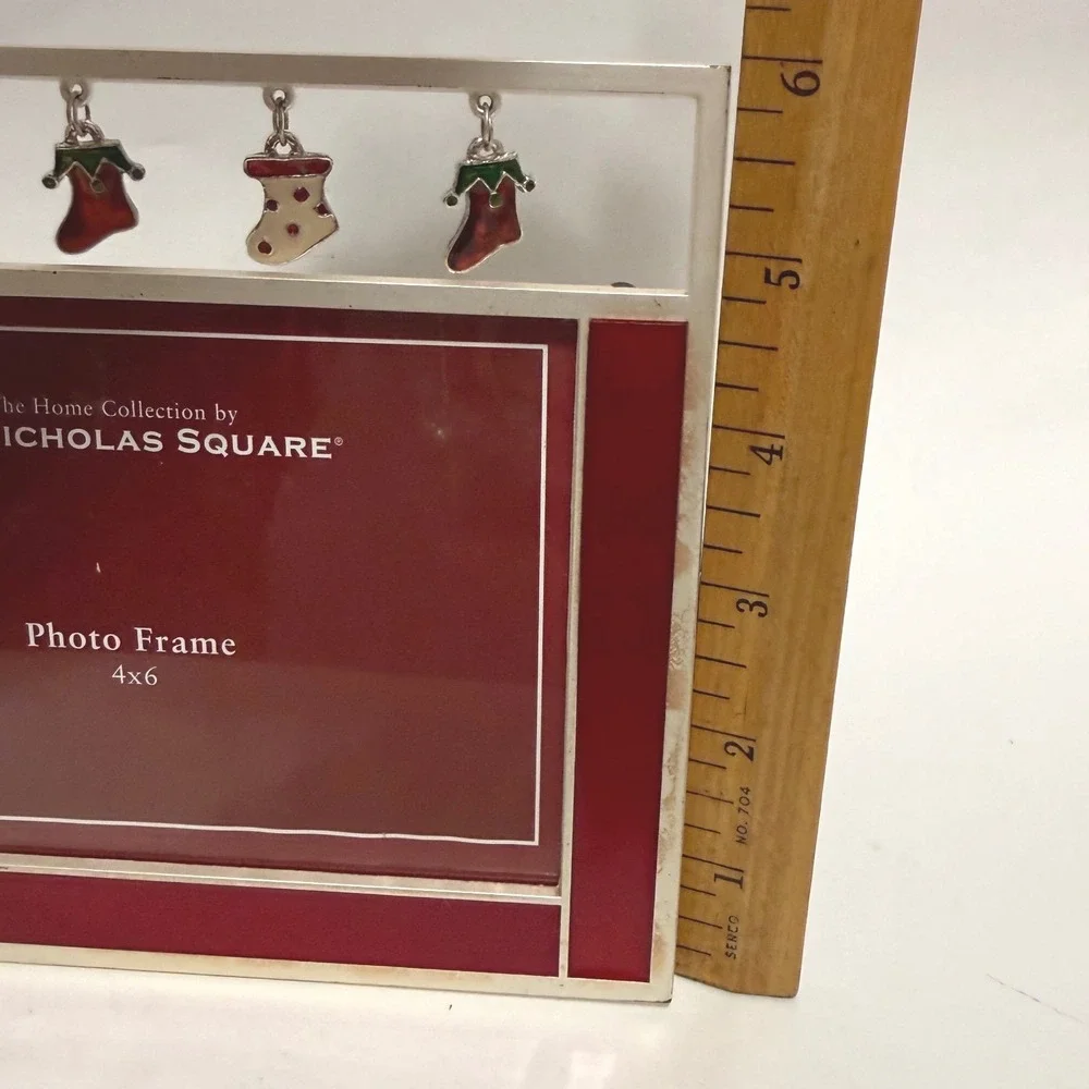St Nicholas Square Christmas Holiday Jewel Red 4x6 Photo Frame Stocking Charms